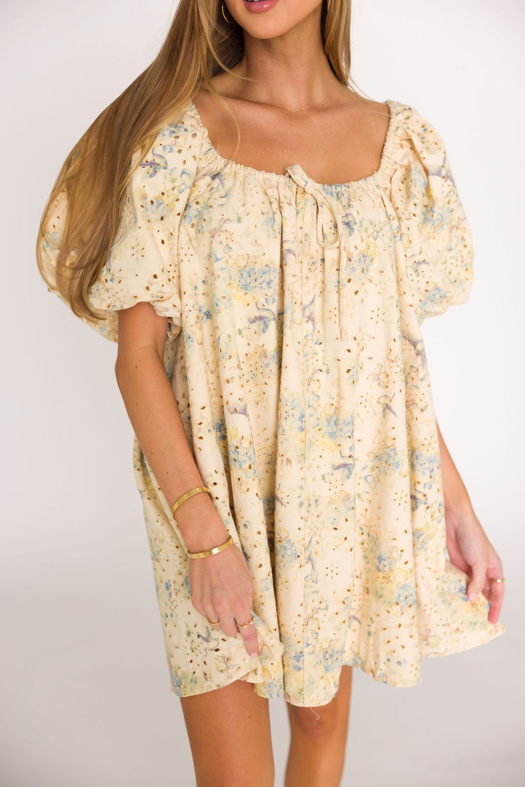 Jennie Floral Print Babydoll Mini Dress - Blue | Summer Casual Dress for Women | Perfect for Beach, Party & Date Night