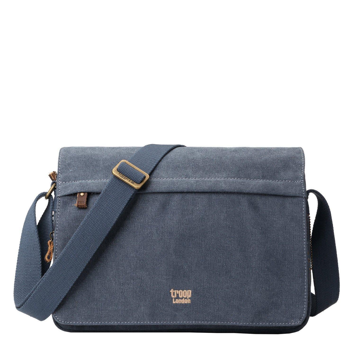 TRP0241 Troop London Classic Canvas Messenger Bag for Men & Women - Durable Waterproof Shoulder Bag for Work, Travel & School - Stylish Laptop Briefcase with Multiple Pockets