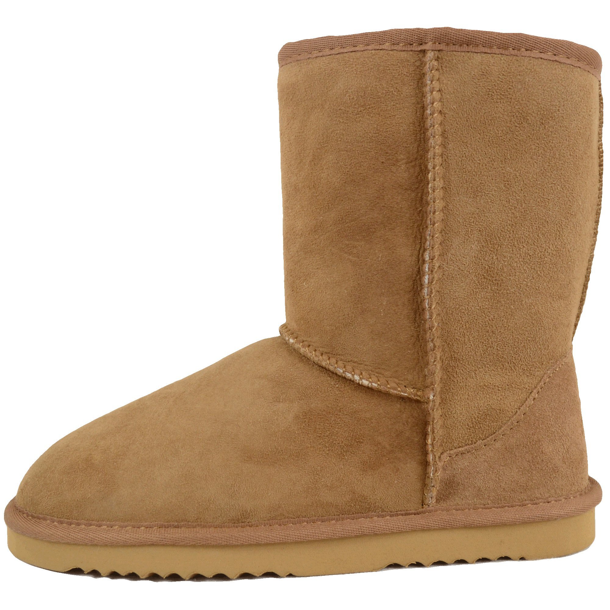 Bushga Women's Genuine Sheepskin Mid Calf Boots - Comfortable Winter Ankle Booties for Ladies (Black, Brown, Gray, Chestnut, Purple) | Perfect for Casual Outfits, Office Wear & Cold Weather Fashion