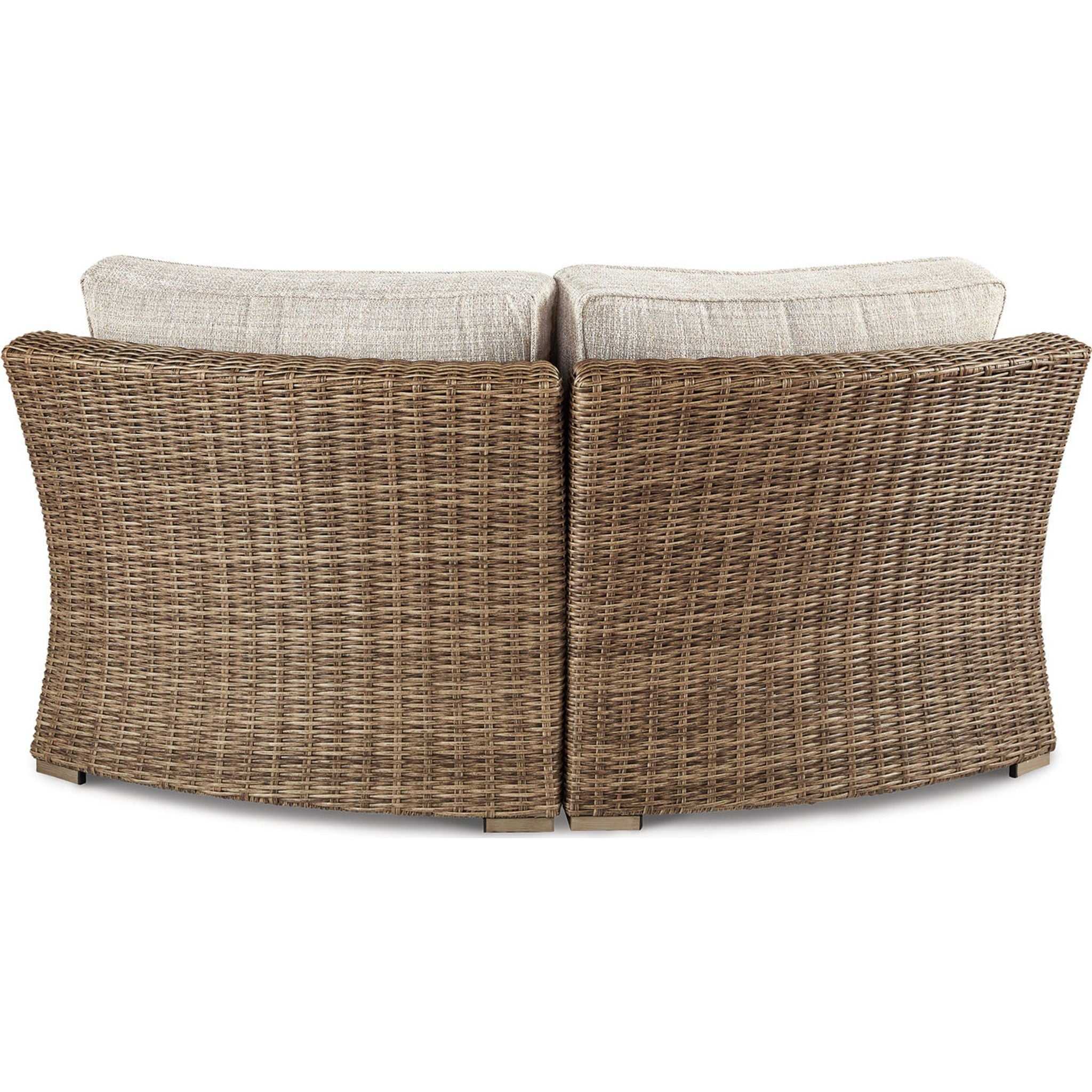 Beachcroft Outdoor Corner Chair with Cushion - White/Beige - Patio, Garden, Poolside & Balcony Relaxation Furniture