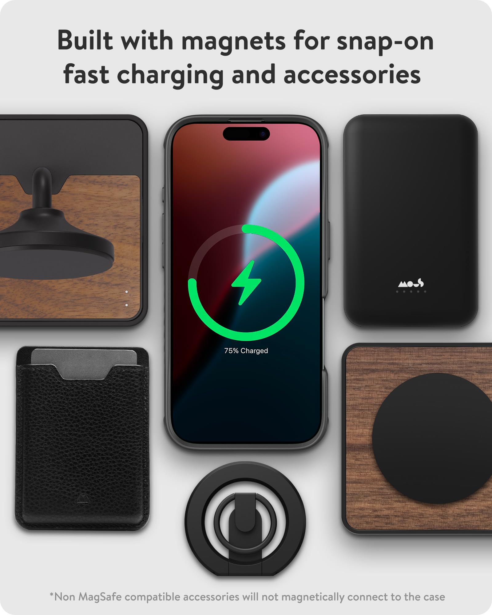 Mous Limitless 6.0 iPhone 16 Case with MagSafe - Premium Walnut Wood Protective Shockproof Cover - Perfect for Outdoor Activities, Travel & Everyday Use