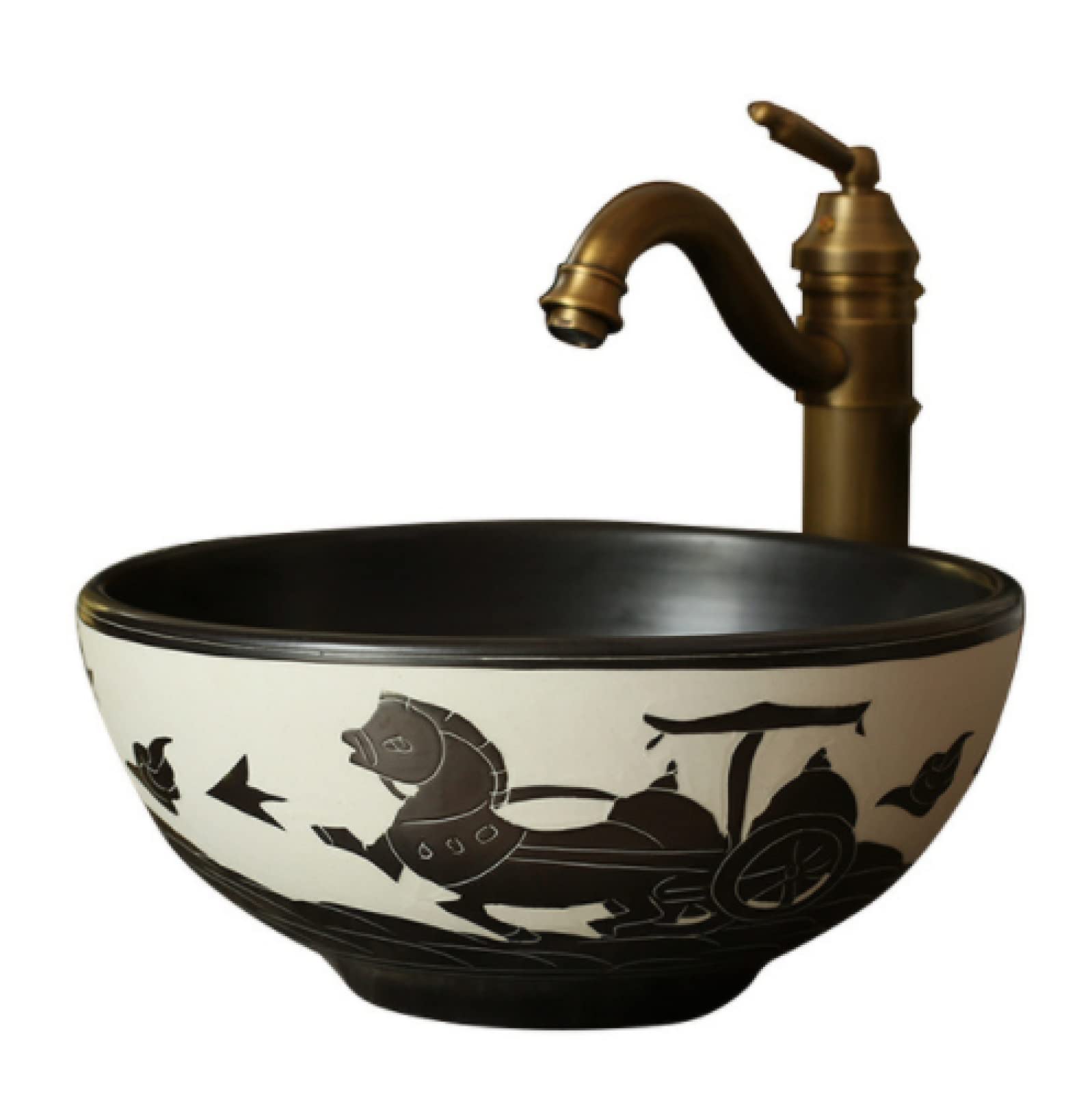 Ceramic Vessel Sink for Bathroom - 30cm Countertop Basin, Kids Art Design | Perfect for Powder Rooms, Guest Baths & Children's Washrooms