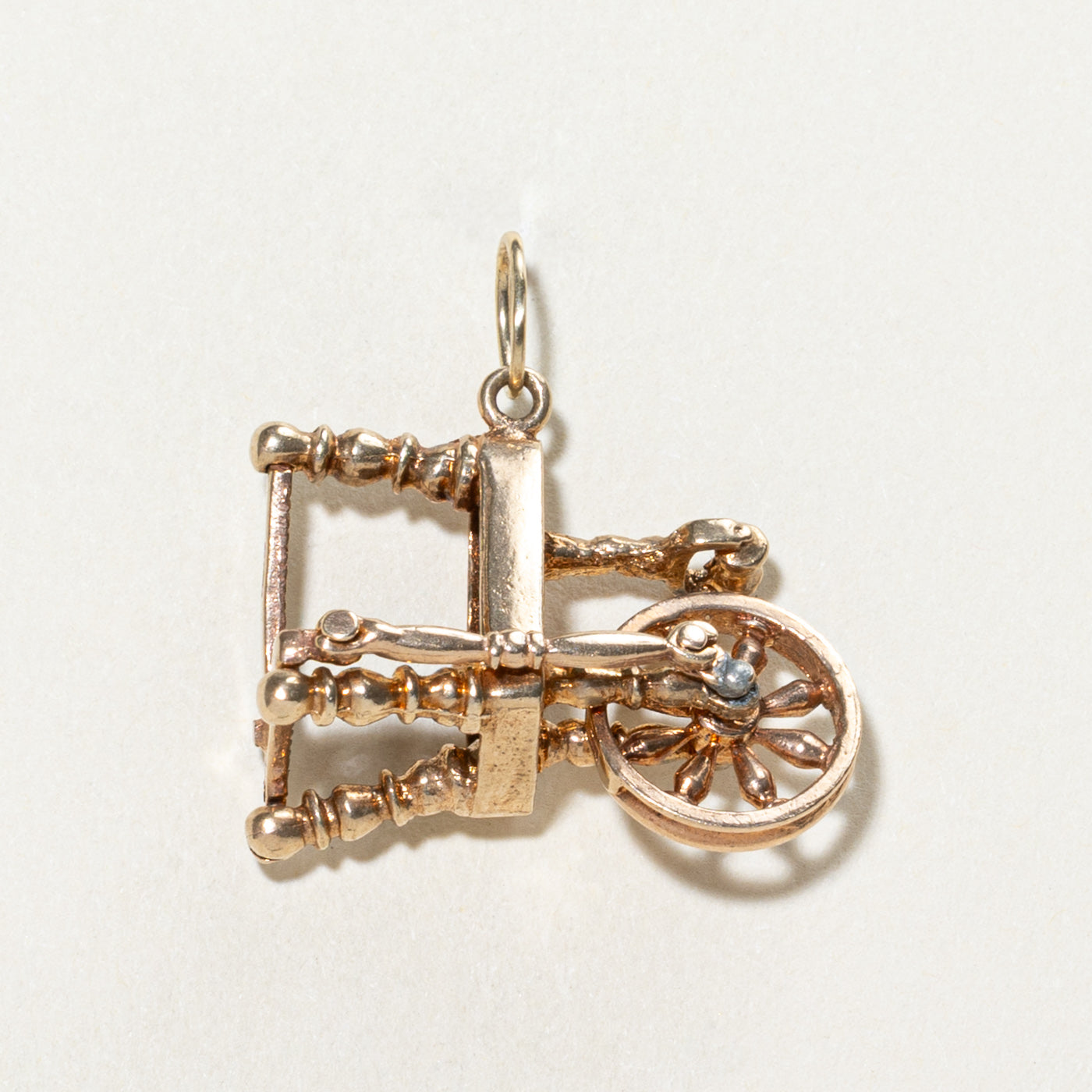 Vintage 1972 Birmingham 9K Yellow Gold Spinning Wheel Charm Pendant - Perfect for Jewelry Collectors & Vintage Lovers, Great Gift for Birthdays & Anniversaries