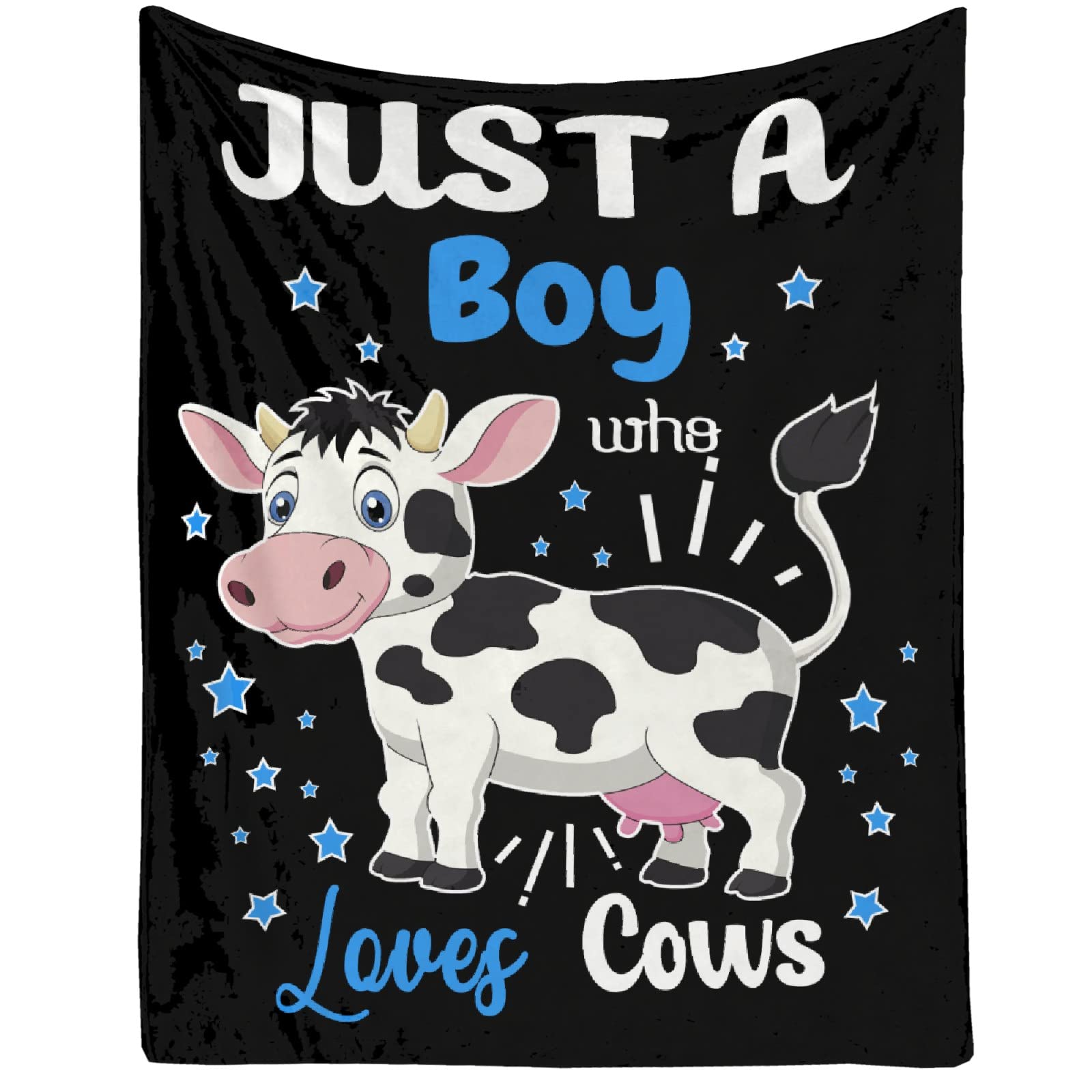 Just a Boy Who Loves Cows - Soft Flannel Cozy Lightweight Blanket Throw Quilt Gift for Toddler (40
