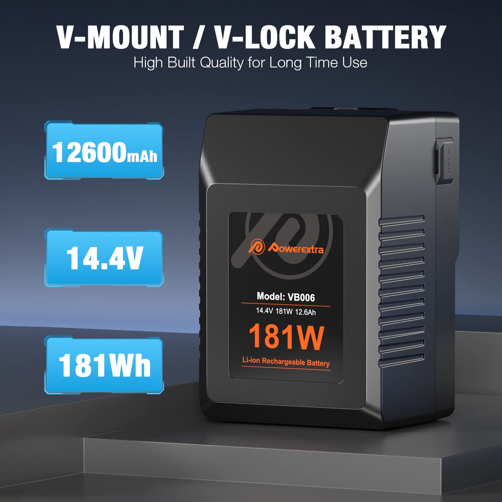 Powerextra V-Lock Battery with 45W PD Fast Charging - 181Wh High Capacity for Sony, Canon, Panasonic Cameras - Perfect for Photography, Videography & On-the-Go Power Needs