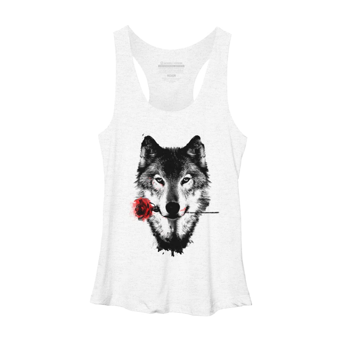 Design By Humans Women's Black Rose Racerback Tank Top - Soft Breathable Workout Shirt for Yoga, Gym & Casual Wear