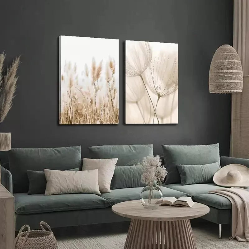 2-Pack Neutral Toned Canvas Wall Art - 50x75cm High Quality Framed Print, 100% Australian Made, Ready to Hang - Perfect for Living Room, Bedroom & Office Decor