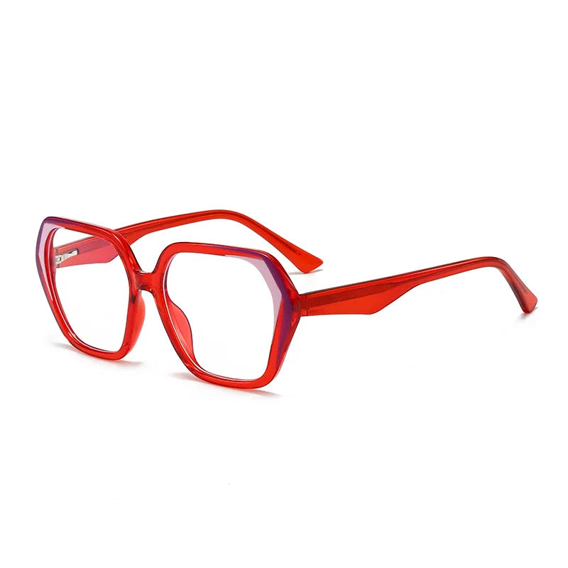 CCspace Women's Full Rim Irregular Square Polycarbonate Eyeglasses 3003 - Trendy Lightweight Glasses for Work, Reading & Fashion