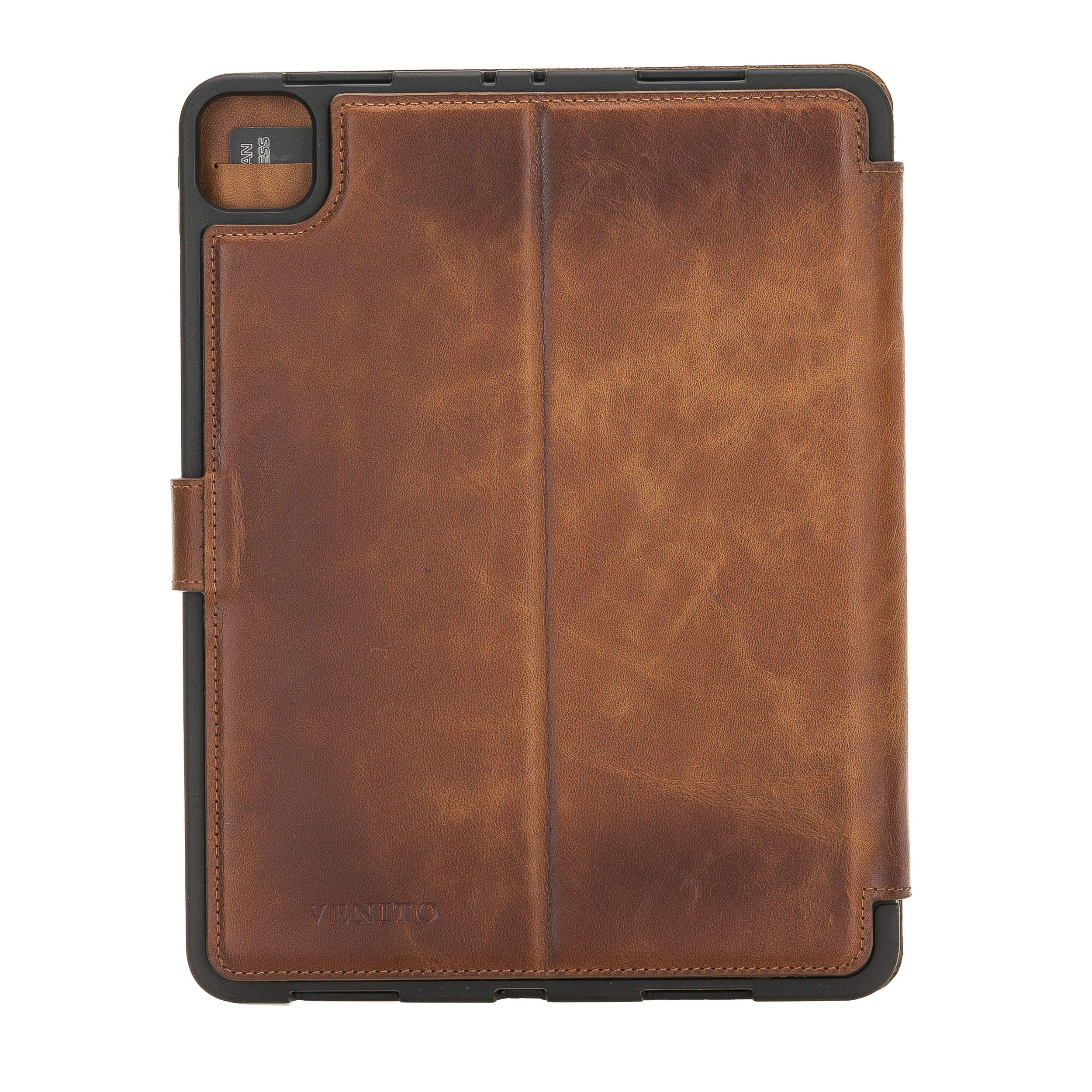 Venito Parma Genuine Leather iPad Pro 11 Case (2020 & 2021 Models) - Handmade Folio Stand Cover with Card Slots | Perfect for Work, Travel & Home Office Use (Antique Brown)