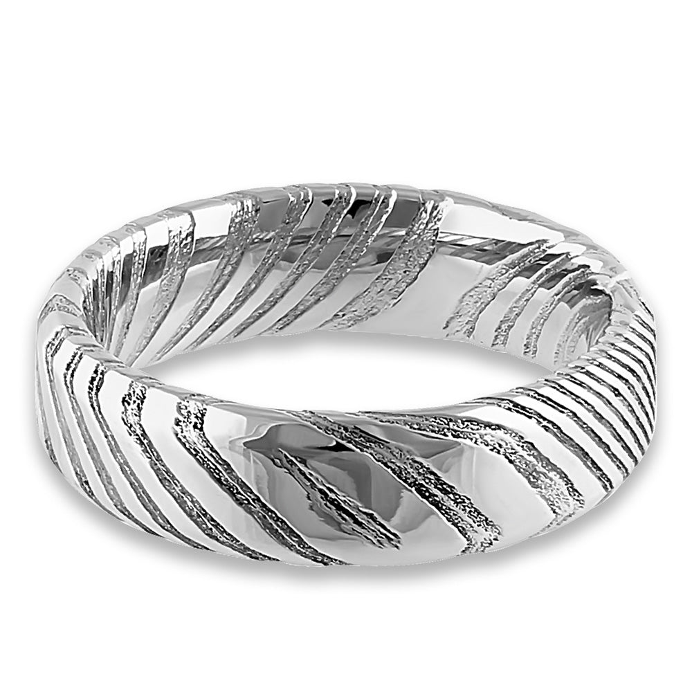 Premium 6mm Damascus Steel Band Ring - Handcrafted Stainless Steel Unique Pattern Jewelry for Men & Women - Perfect for Weddings, Anniversaries & Special Occasions