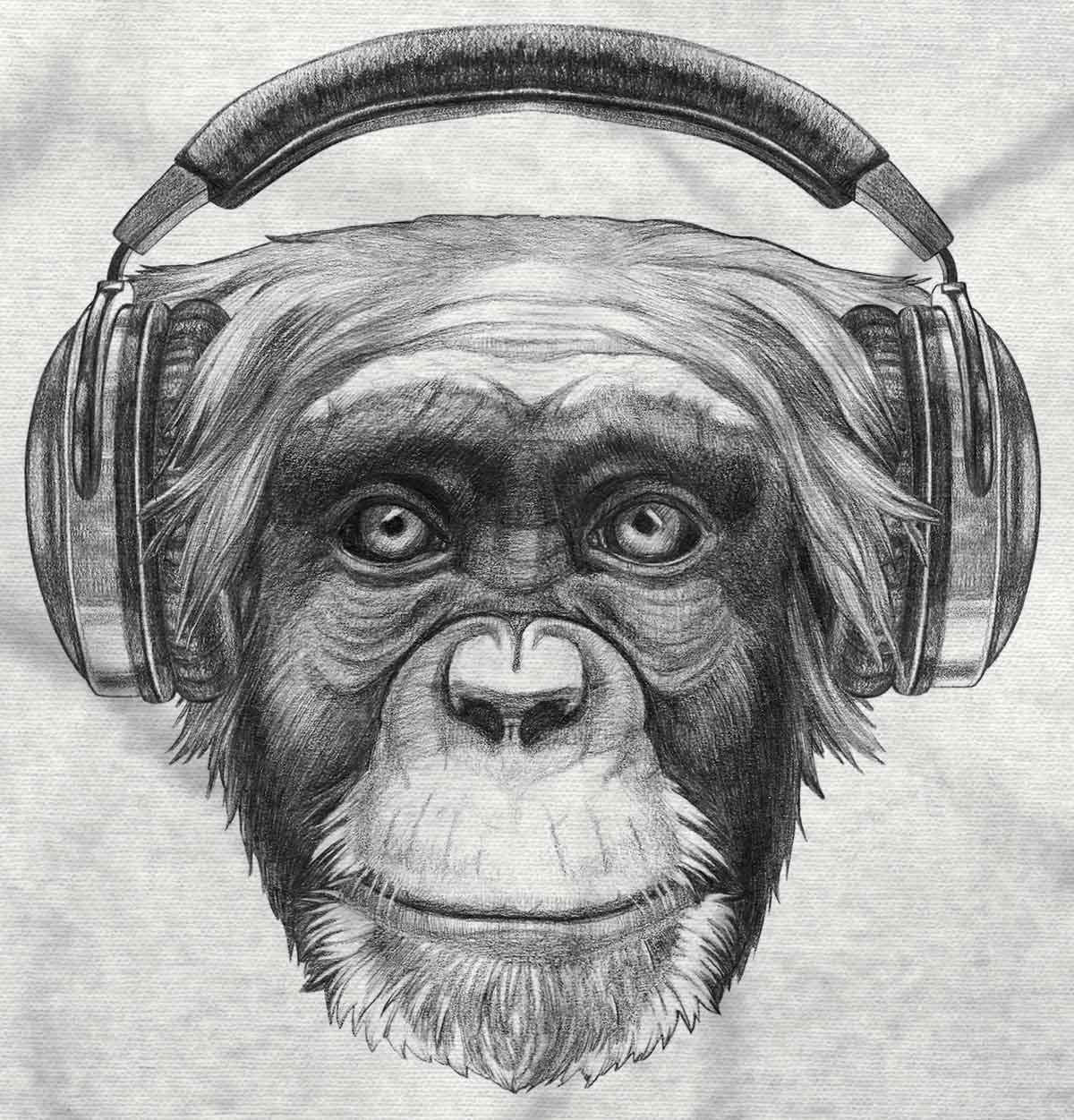 Smile Monkey Headphones Hipster Graphic T-Shirt for Men & Women - Trendy Funny Casual Tee for Music Lovers & Streetwear Fashion