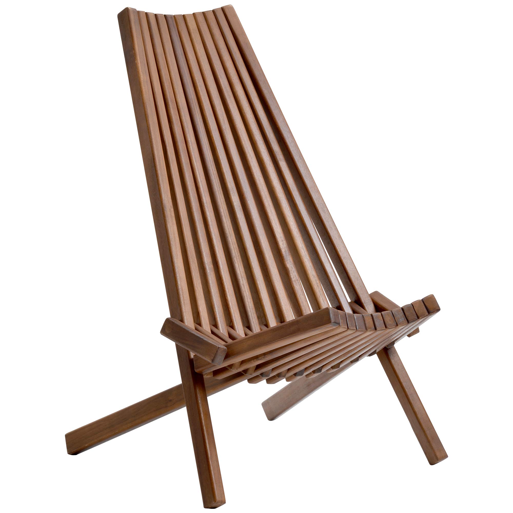 GMZZ Folding Wooden Outdoor Chair - Portable Acacia Wood Lounge Chair for Patio, Porch, Deck, Garden & Home - No Assembly Required - Perfect for Relaxing, Sunbathing & Outdoor Gatherings