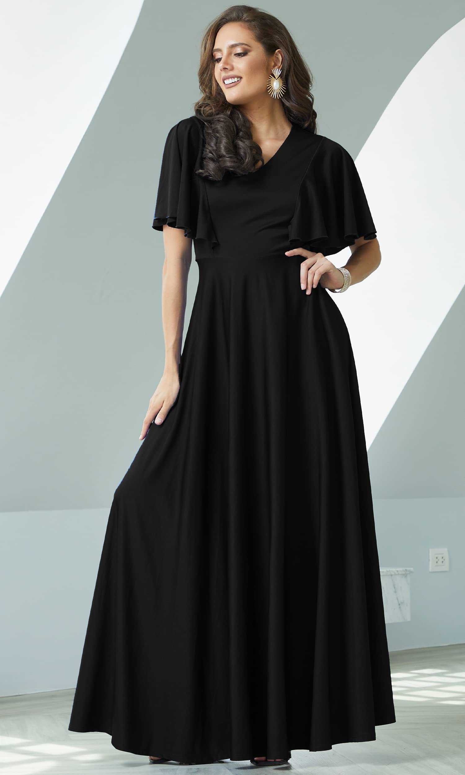 Elegant Women's Long Bridesmaid Evening Cocktail Maxi Dress - Modest Formal Gown for Weddings, Parties & Special Occasions