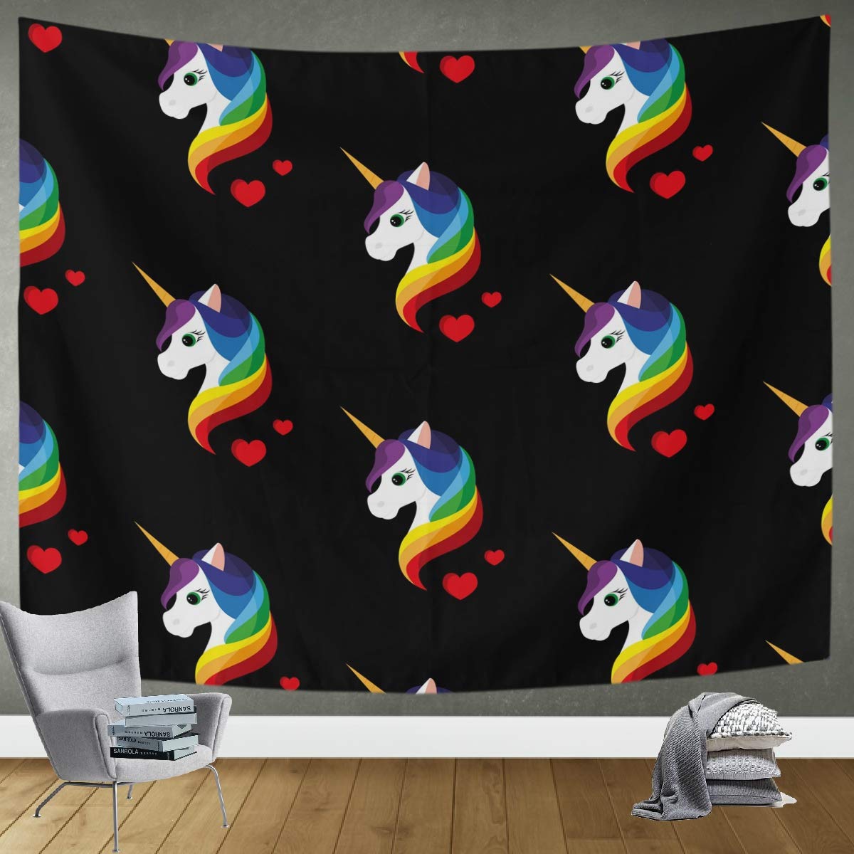 DOMIKING Unicorn Tapestry Wall Hanging - 60x51 Inch Boho Bedroom Decor for Girls, Trippy Hippie Wall Art for Living Room & Dorm | Perfect for Teen Room, Festival Decor, and Meditation Space