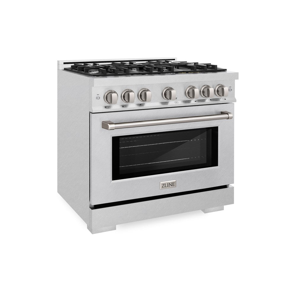 ZLINE 36 Inch 5.2 Cu. Ft. Gas Range with 6 Burner Cooktop & Convection Oven - Satin Stainless Steel (HGRS 36) for Professional Home Cooking & Baking