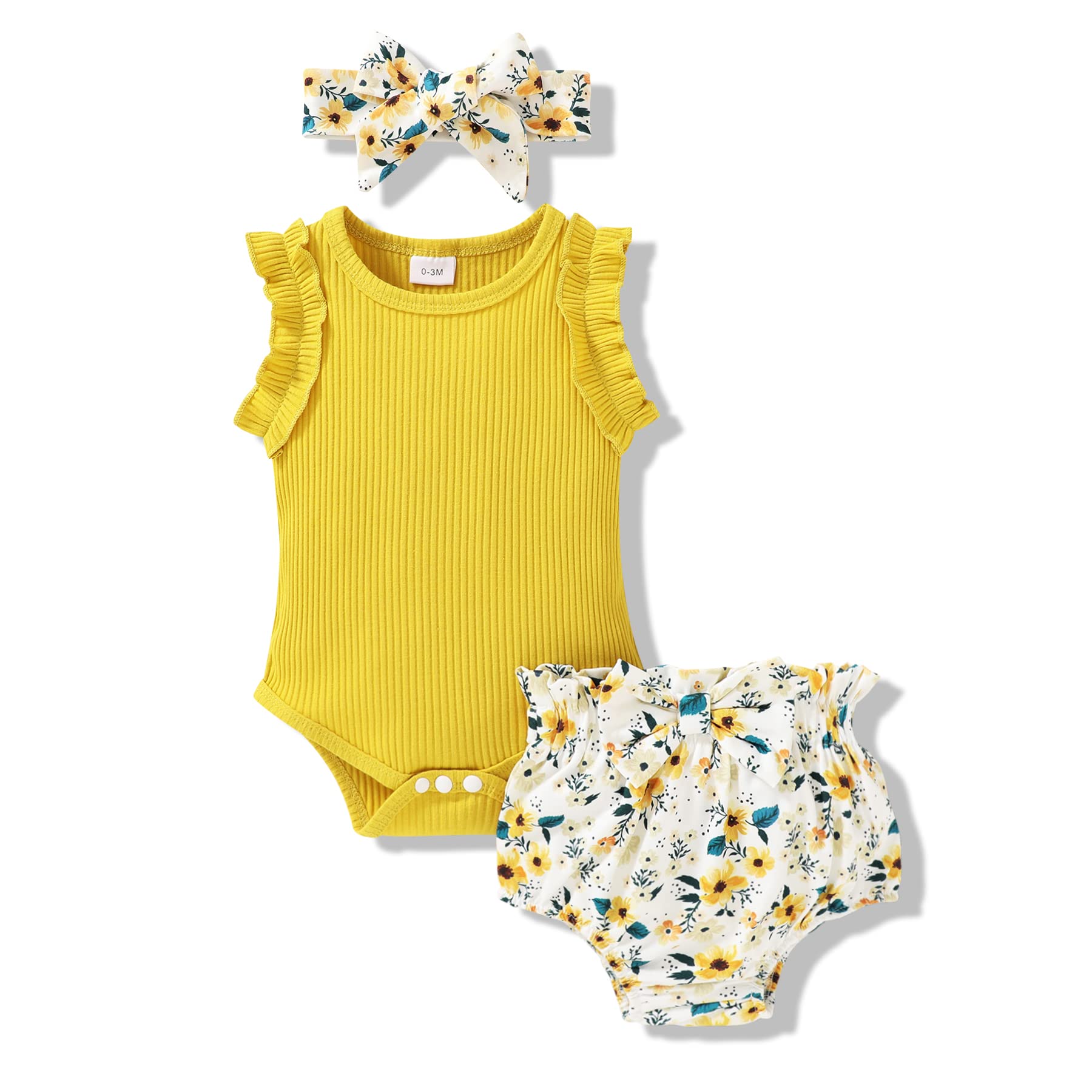 YOUNGER STAR Floral Baby Girl Romper & Shorts Set - Newborn Summer Outfits for Infant Girls | Perfect for Playdates, Beach Trips & Family Photos