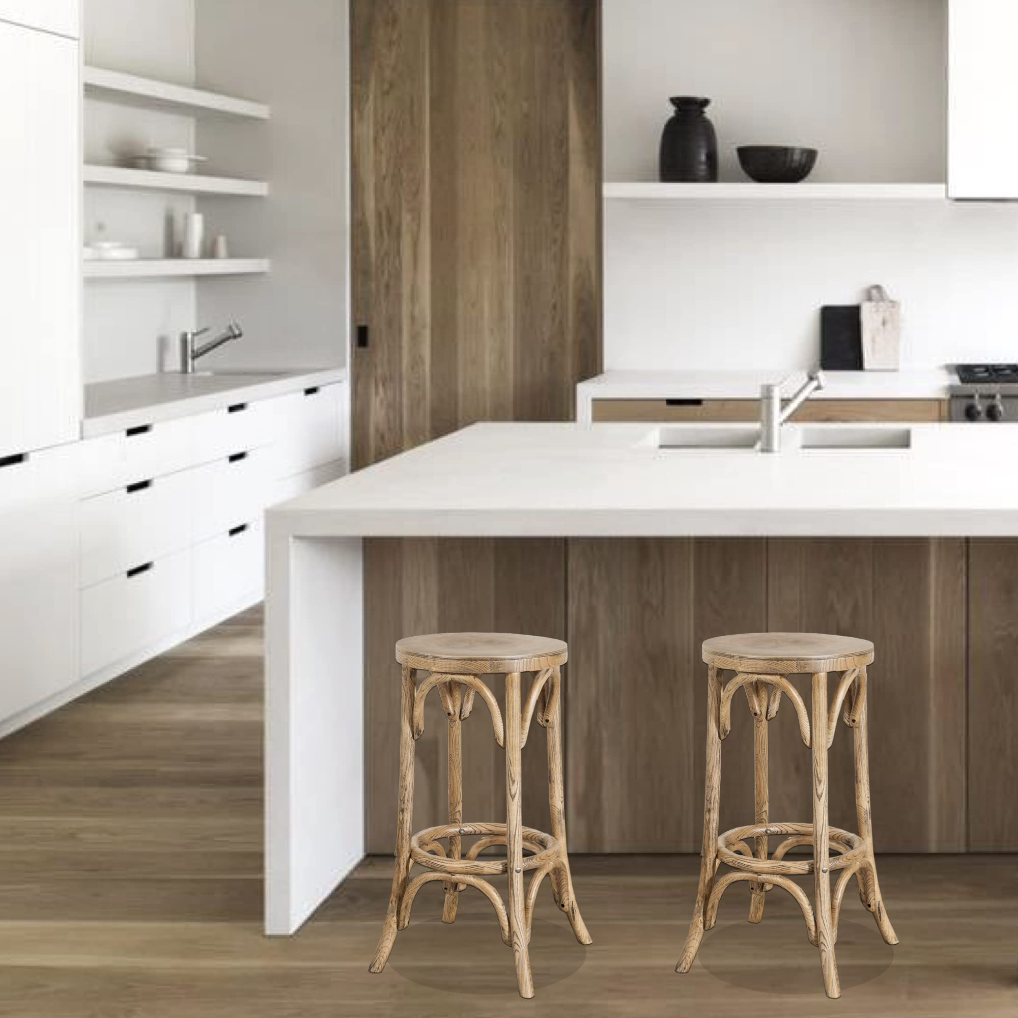 Thonet Wooden Kitchen Stool 41 x 75 x 41 cm - Solid Ash Wood High Stool Made in Italy - Perfect for Kitchen, Bar & Dining Room