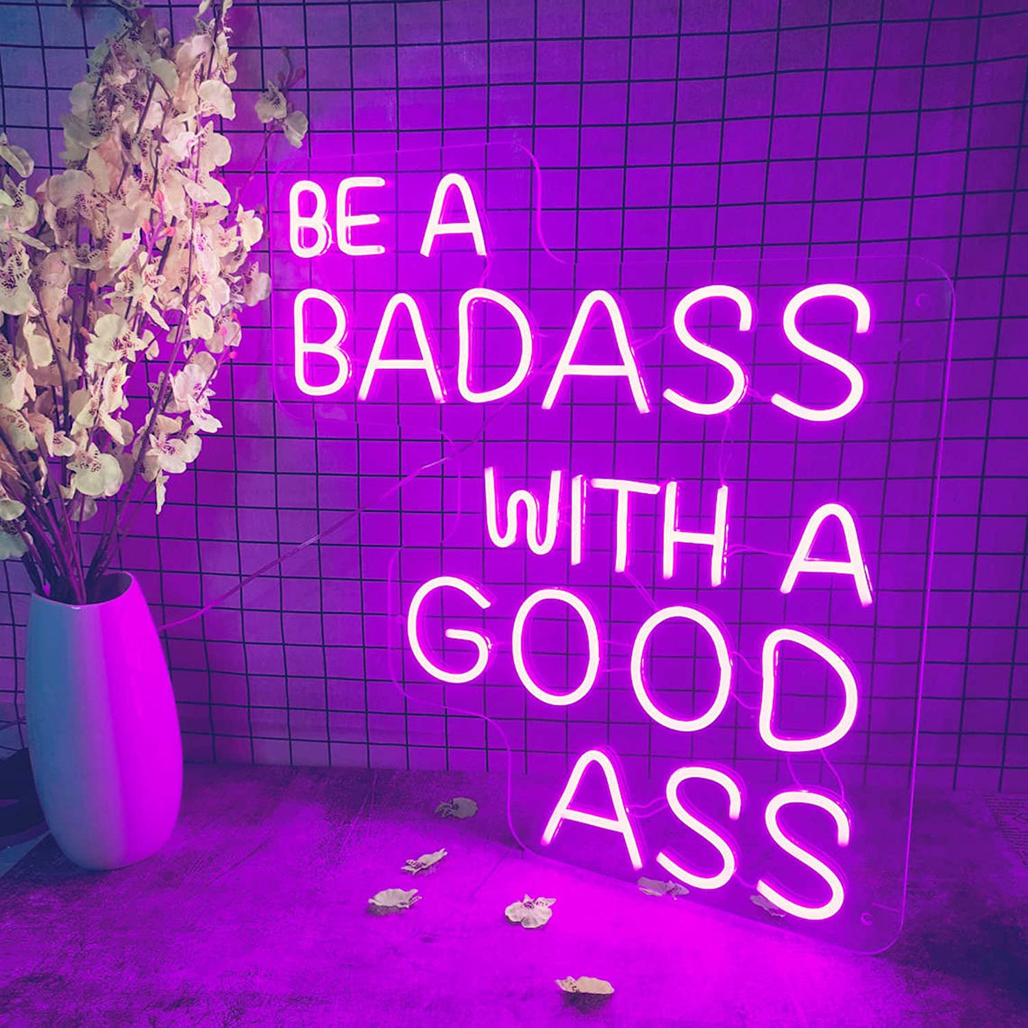 Be a Badass with a Good Ass Neon Sign Light - Custom Wall Decor for Home, Bar & Office - Unique Housewarming & Birthday Gift - Vibrant Visual Artwork for Pub, Club & Bedroom Decoration