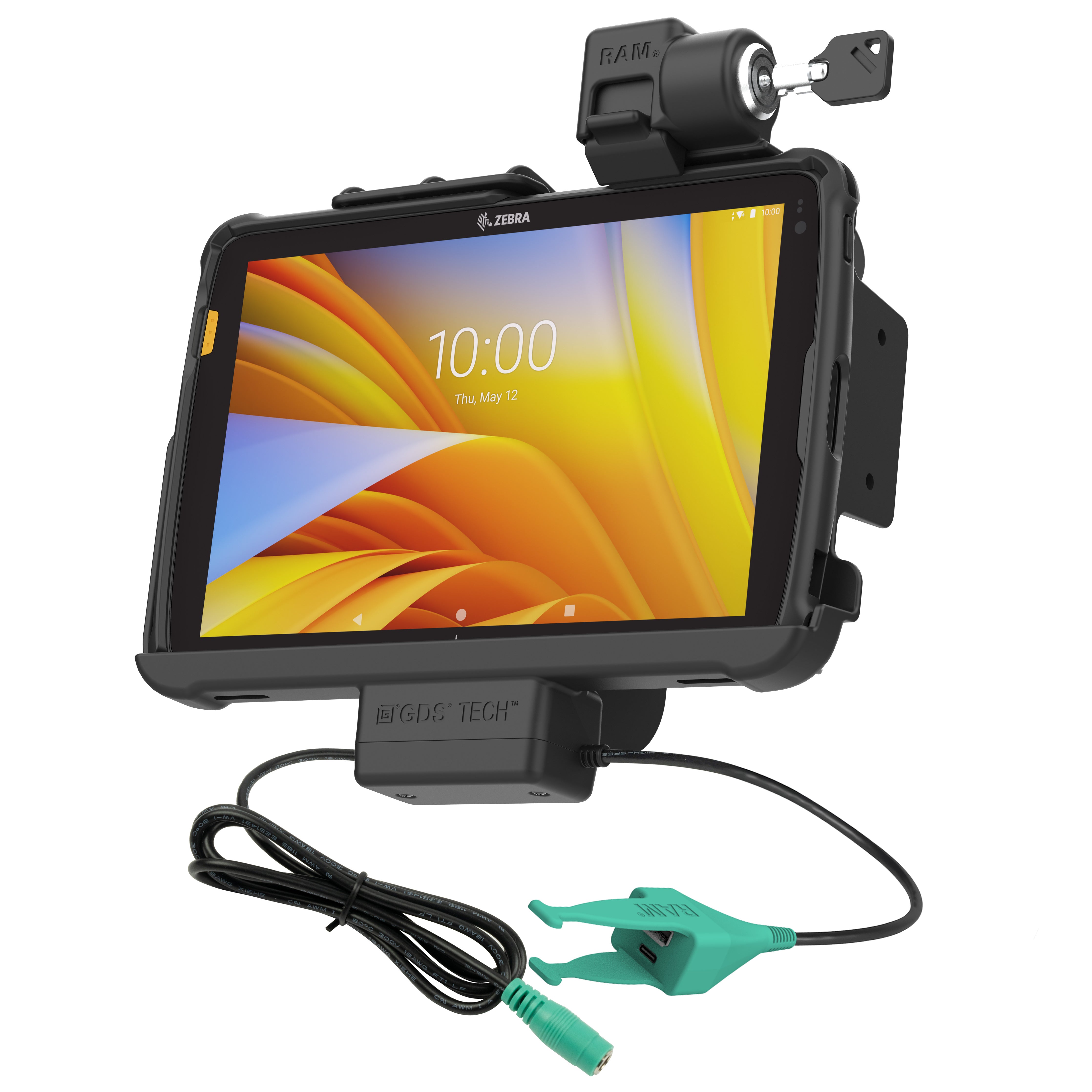 RAM® Tough Dock™ Power + USB C & USB A Charging Station for Zebra ET4x 10 Tablet - Secure Locking Mount (RAM HOL ZE21PKL CAU) - Perfect for Warehouse, Retail & Industrial Tablet Use