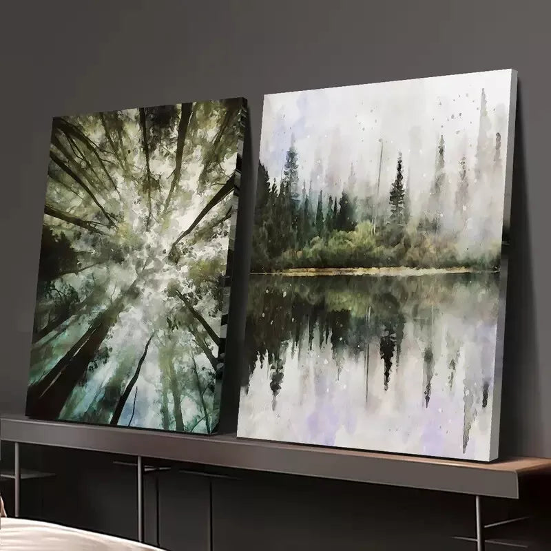 2-Piece Forest Under Heavy Mist Canvas Wall Art Set - 50x75cm High-Quality Framed Print, 100% Australian Made, Ready to Hang - Perfect for Living Room, Bedroom & Office Decor