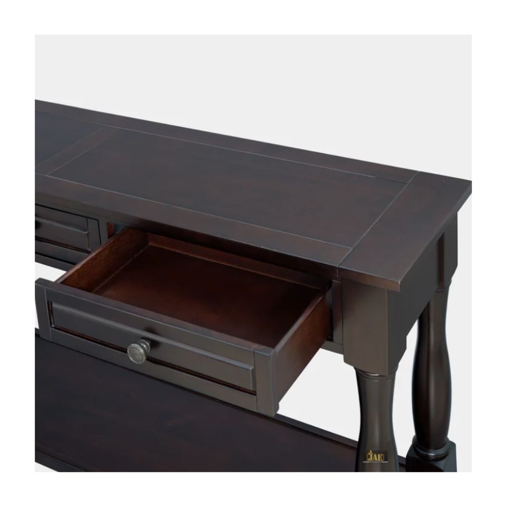 French Provincial Style Walnut Pillar Console Table - Elegant Entryway & Hallway Decor for Home & Office