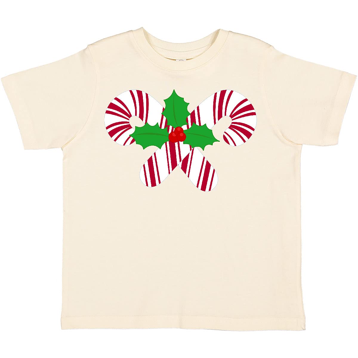 Inktastic Candy Canes and Holly Christmas Toddler T-Shirt - Cute Holiday Outfit for Baby Boys & Girls - Perfect for Christmas Photos, Family Gatherings and Festive Celebrations