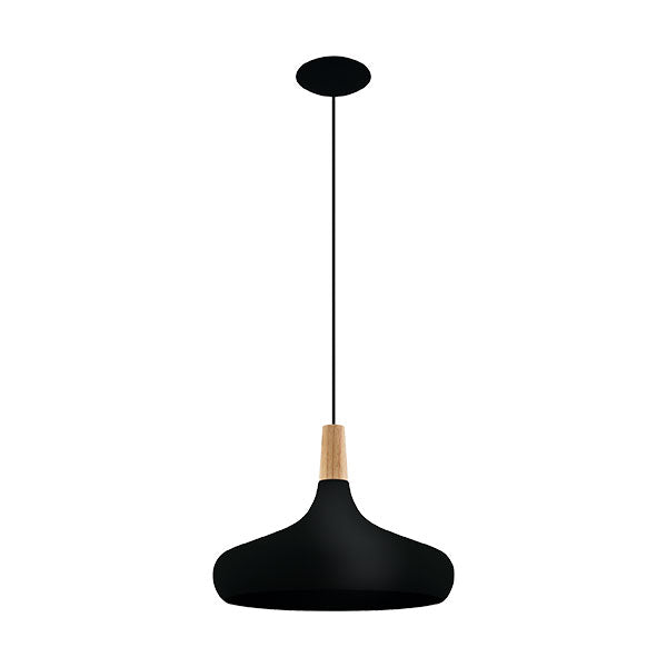 Eglo Sabinar ES 40cm Black Modern Pendant Light - Perfect for Kitchen Island, Dining Room, or Bedroom Lighting