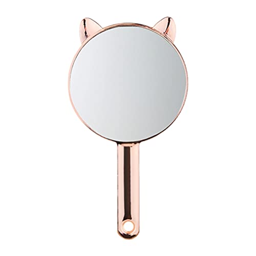 HEALLILY Cute Cat Ear Shaped Hand Mirror - Portable Travel Cosmetic Mirror for Women | Perfect for Makeup, Purse & Vanity Use