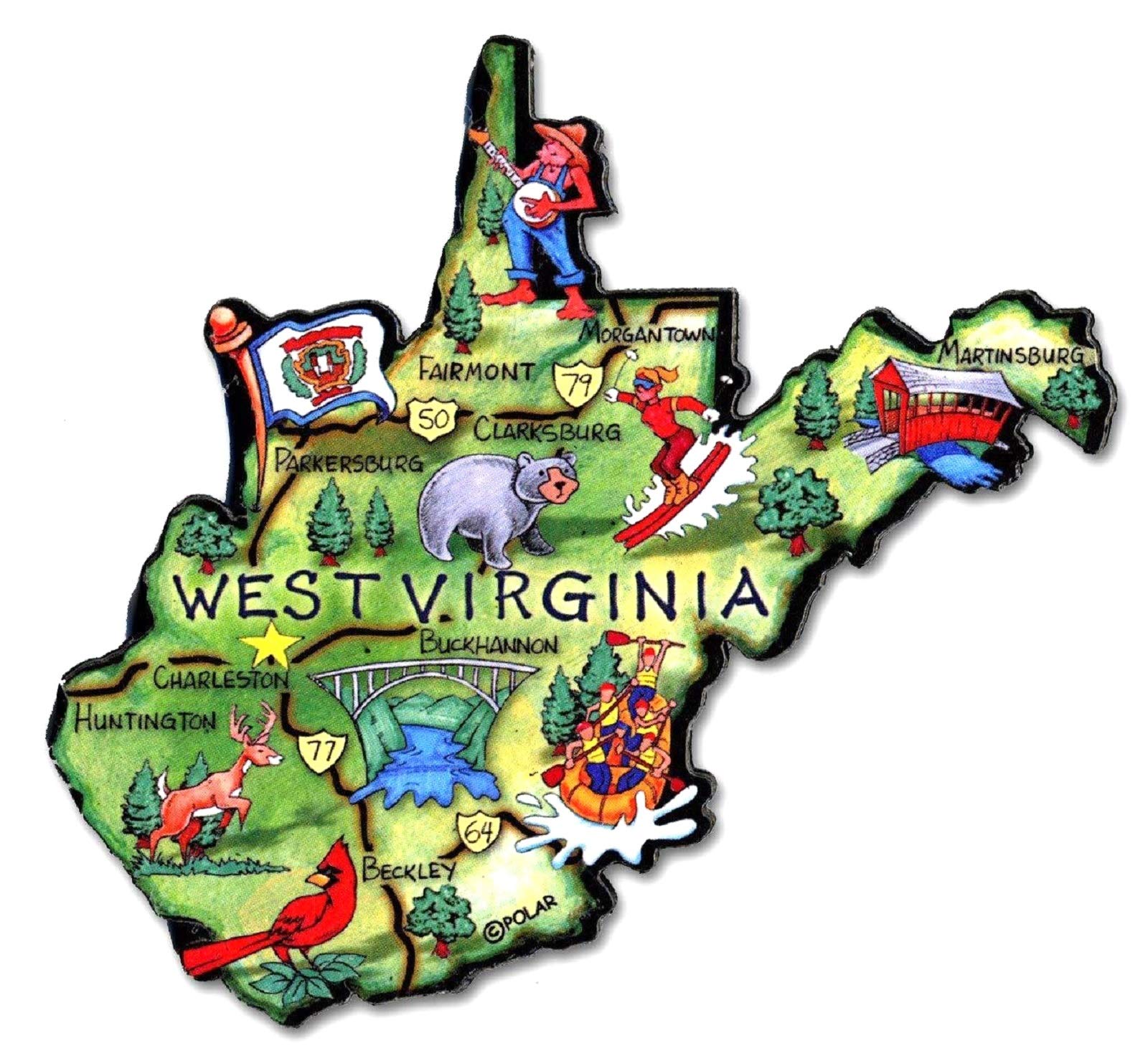 West Virginia The Mountain State Artwood Jumbo Fridge Magnet - Collectible Souvenir for Travel Lovers, Perfect for Refrigerators, Lockers & Office Decor