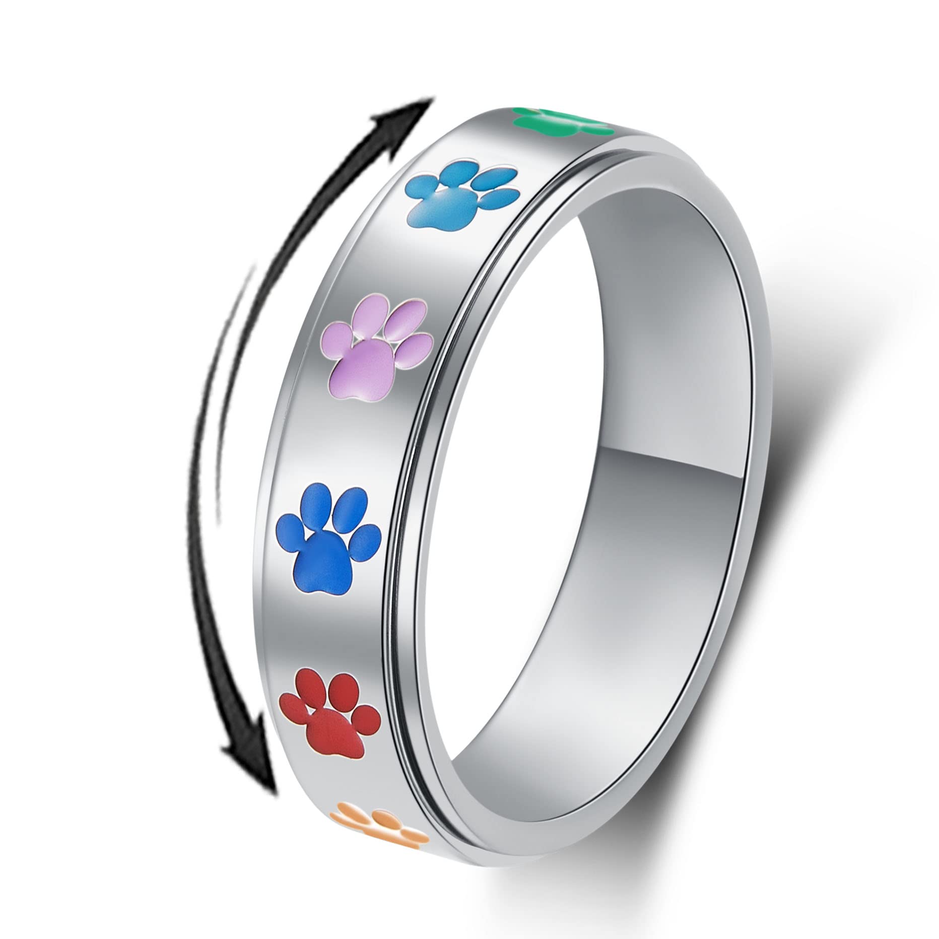 Anxiety Spinner Ring for Women & Men - Stainless Steel Moon Star Design for Stress Relief - Size 6-10