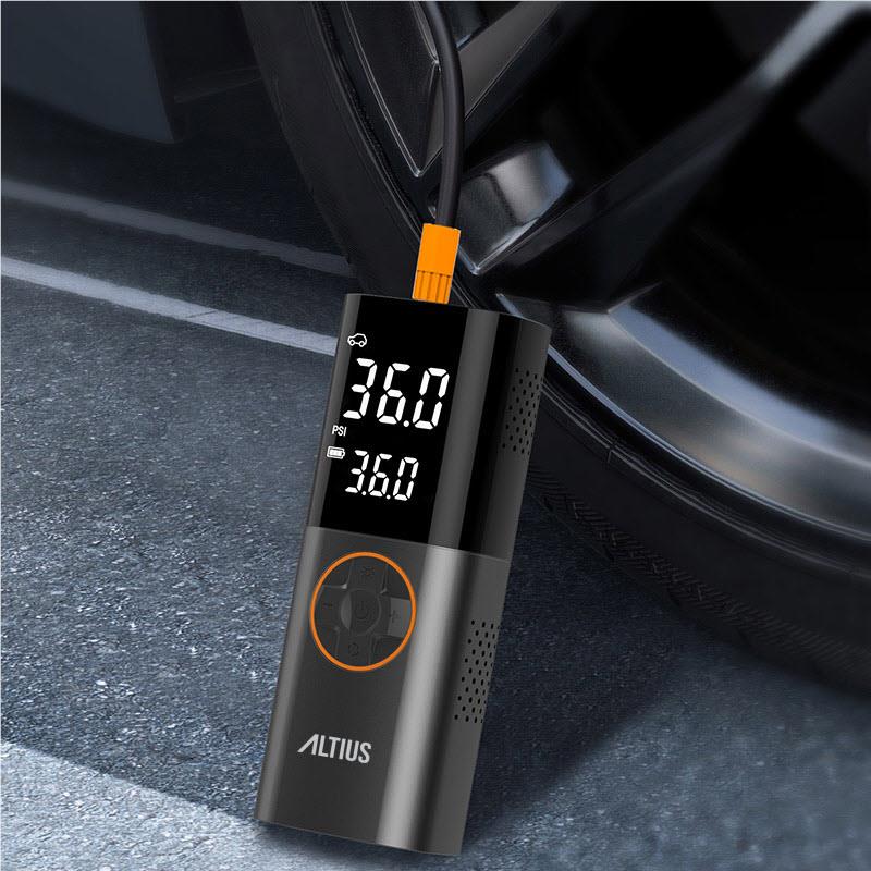 Altius Portable Tire Inflator - 150PSI Digital Air Compressor for Car, Bike & SUV Tires - Fast Inflation with Auto Shutoff - Perfect for Road Trips, Emergency Use & Garage Maintenance