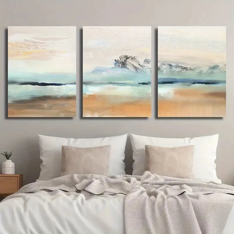 3-Piece Abstract Colorful Mountains Metal Wall Art - Ready to Hang Modern Home Decor for Living Room, Bedroom & Office