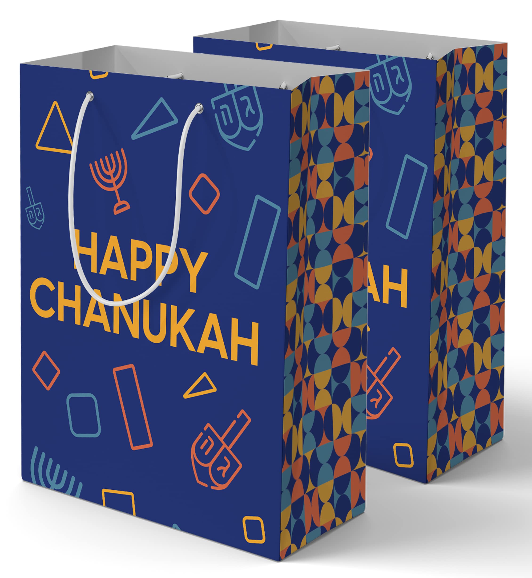 Hanukkah Gift Bags 2 Pack - Large Blue Hanukkah Party Favor Bags 12x15 Inches - Premium Chanukah Celebration Supplies for Gifts, Candy & Treats - Perfect for Holiday Parties, School Events & Family Gatherings (78278-2)
