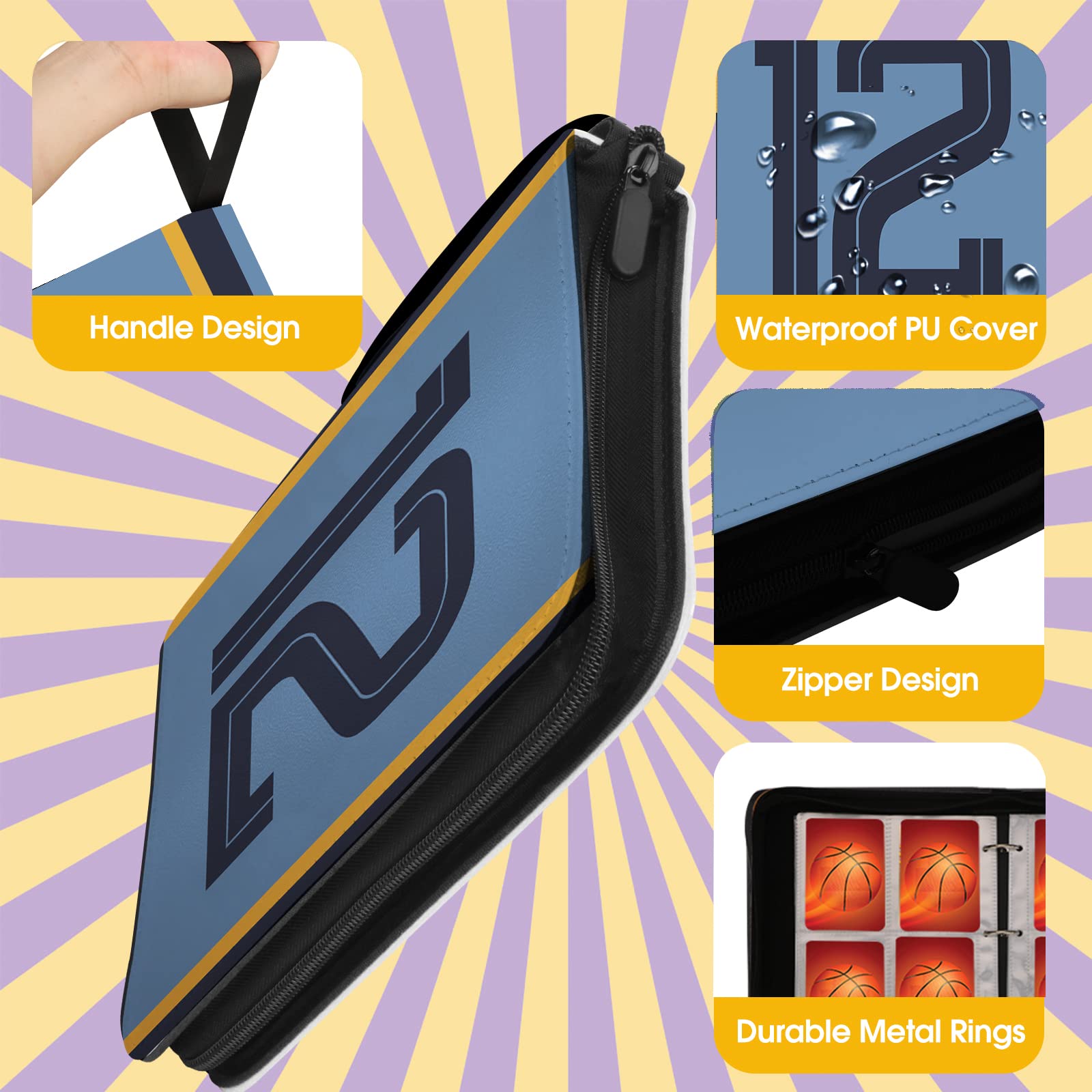 Premium 400-Pocket Basketball Card Binder with Protective Sleeves - 12