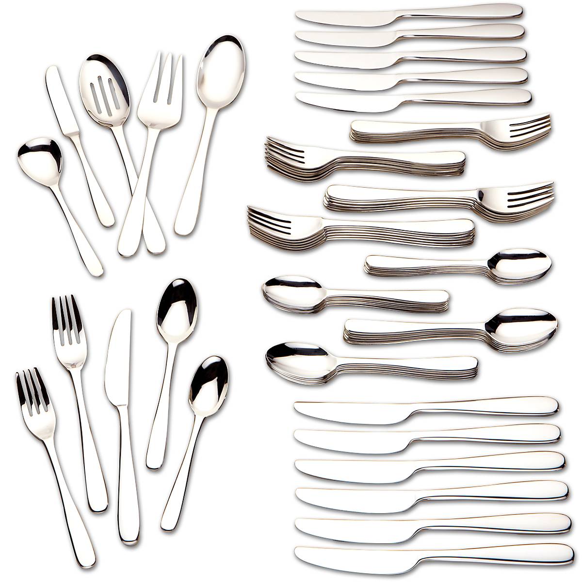 Stratton 65-Piece Stainless Steel Flatware Set - Service for 12 - Elegant Dining Utensils for Everyday Use & Special Occasions