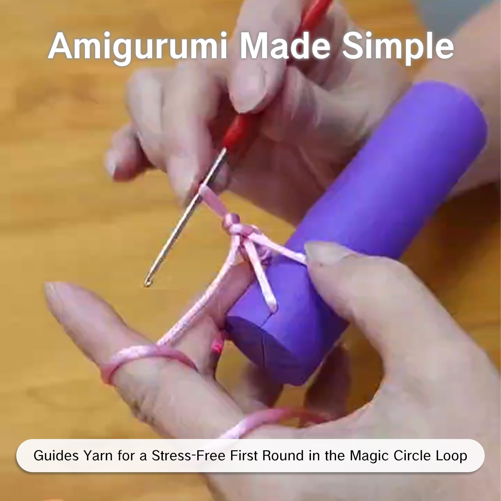 Crochet Magic Circle Ring Tool - Tension Maker & Needle for Beginners, Left-Handed Stitch Drawing, Snag-Free Magic Ring for All Yarn Sizes (Purple) - Perfect for Amigurumi, Scarves & DIY Crochet Projects