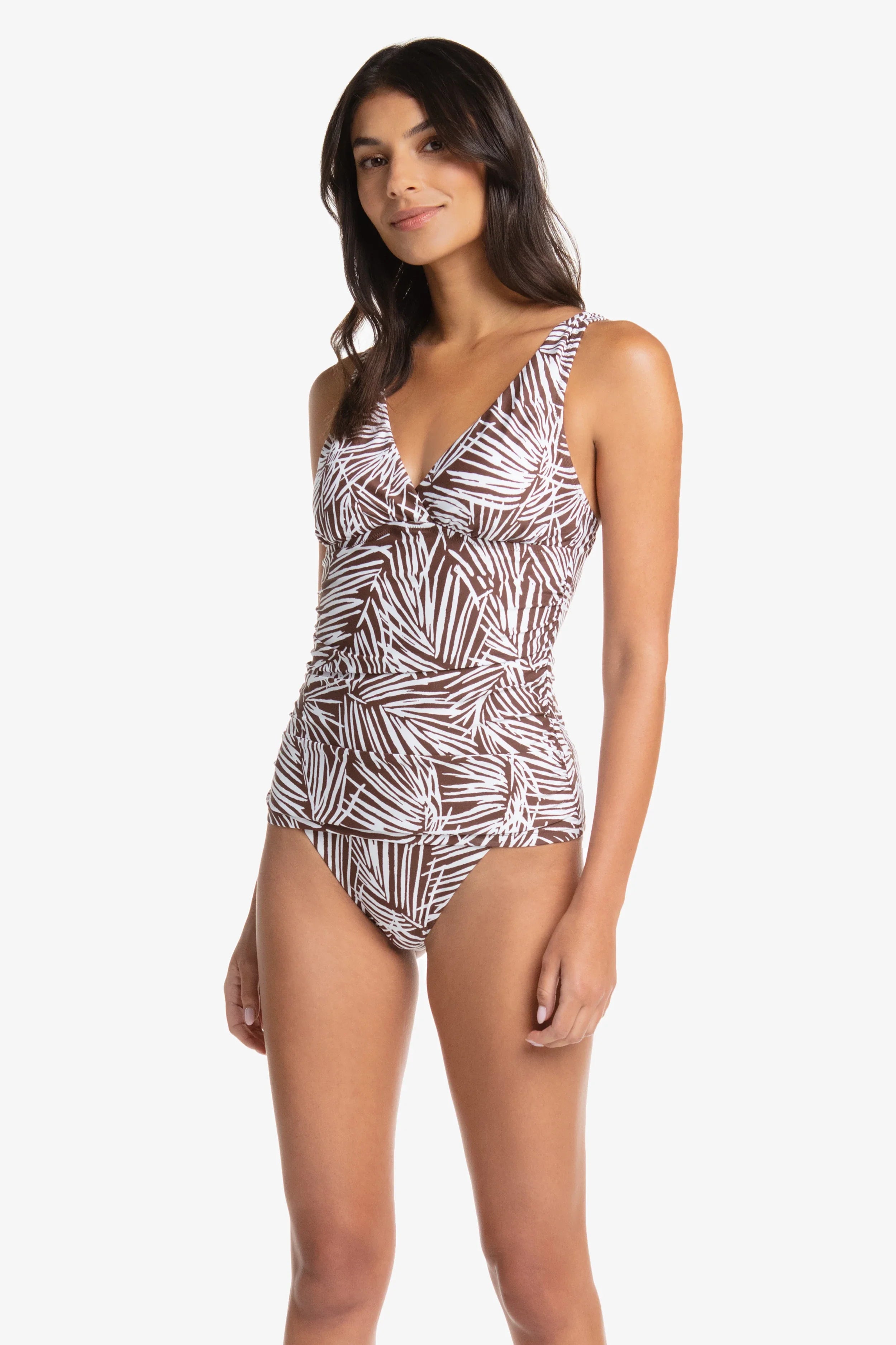 Midi Slimmer Bottom Shapewear - High Waisted Tummy Control Shorts for Women | Paradise Palm Print | Perfect for Workouts, Yoga & Everyday Wear