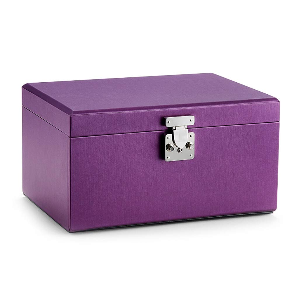 LICHUAN Large Jewelry Box with Lock & Drawer - Travel Jewelry Storage Organizer Set (Purple) | Perfect for Home Vanity, Wedding Gifts & Travel Accessories