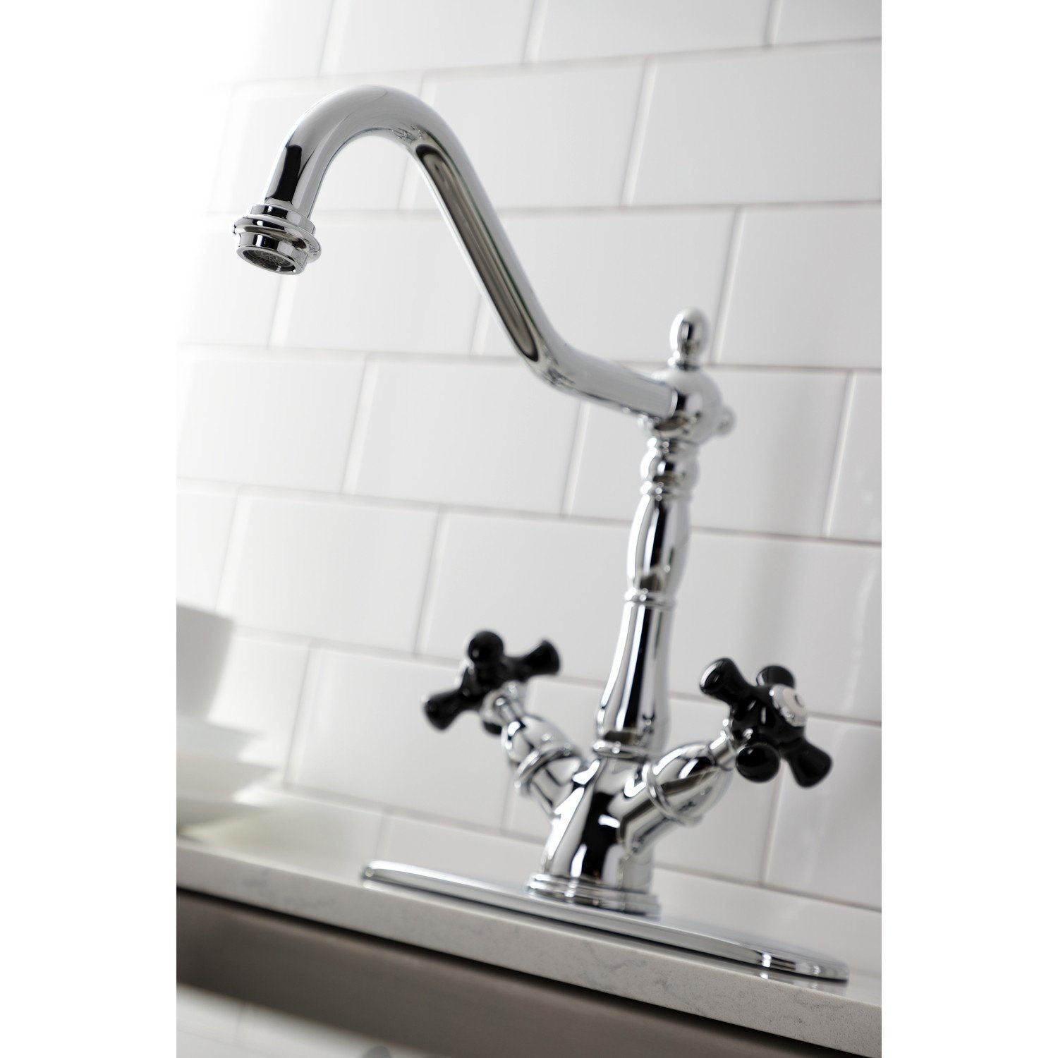 Duchess Two Handle 2 or 4 Hole Kitchen Faucet with Deck Plate and Brass Sprayer - Durable Brass Kitchen Sink Faucet for Modern Home Renovation