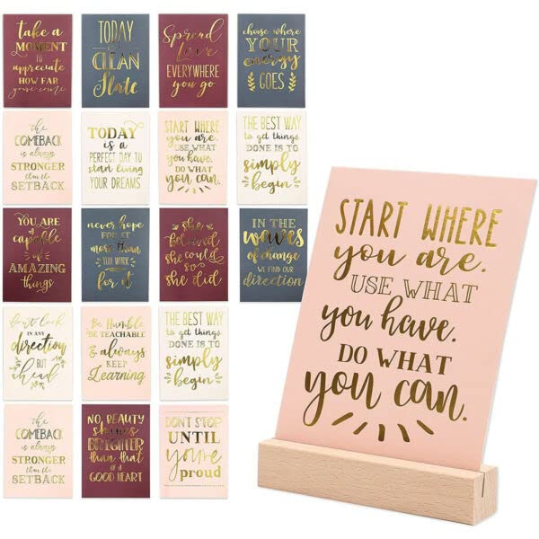 Inspiring Motivational Quote Cards with Stand - Office Desk Decor, Home Decor Gift for Coworkers & Friends - Perfect for Workstations, Living Rooms & Gifts