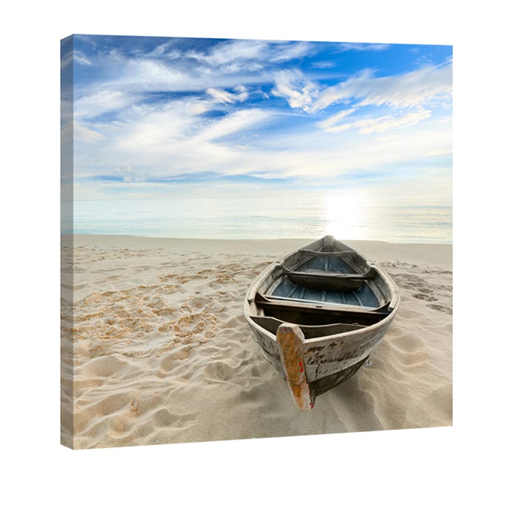 Wieco Art Boat Canvas Prints - Giclee Wall Art for Home & Office Decor - Modern Landscape Canvas Painting - Perfect for Living Room, Bedroom & Workspace