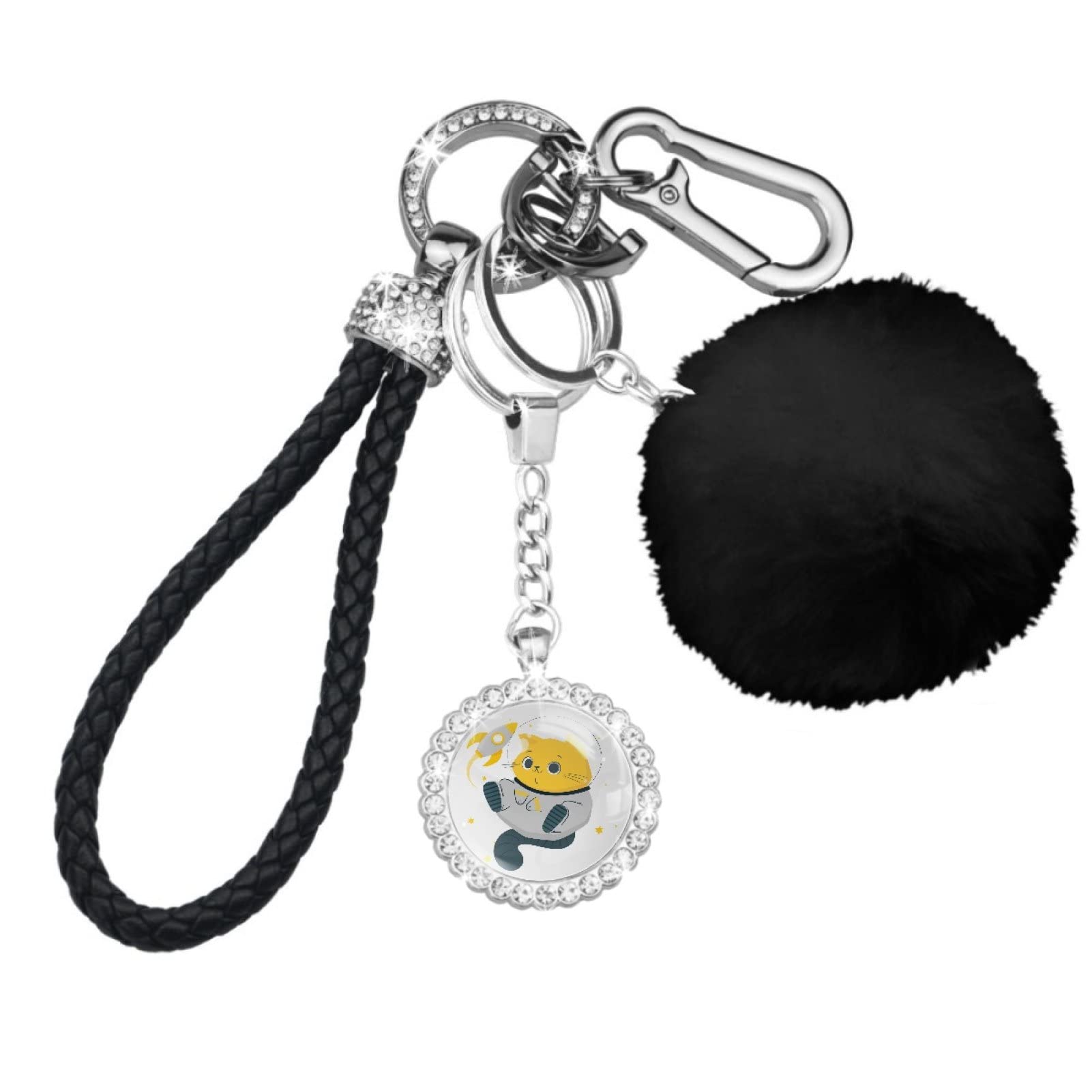 Two Unicorns Holding a Star Keychain Set for Women - Cute Wristlet Keychain with Car Keychain & Pom Pom Accessories | Perfect Gift for Friends, Birthday, Christmas & Daily Use