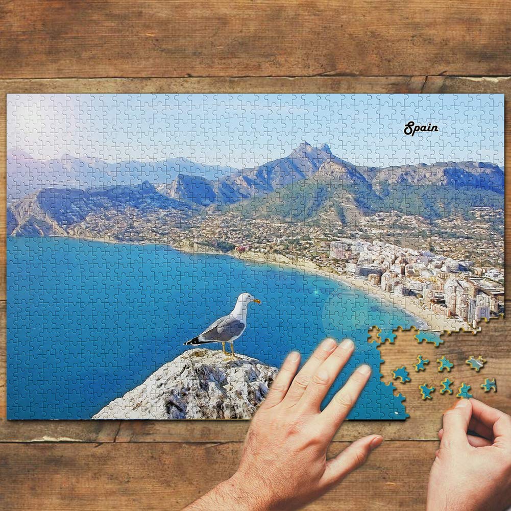 1000-Piece Spain Jigsaw Puzzle - Stunning Seagull Calpe Alicante Landscape Wooden Puzzle | Perfect Travel Souvenir & Home Decor Gift for Puzzle Lovers | Relaxing Family Activity & Wall Art Display