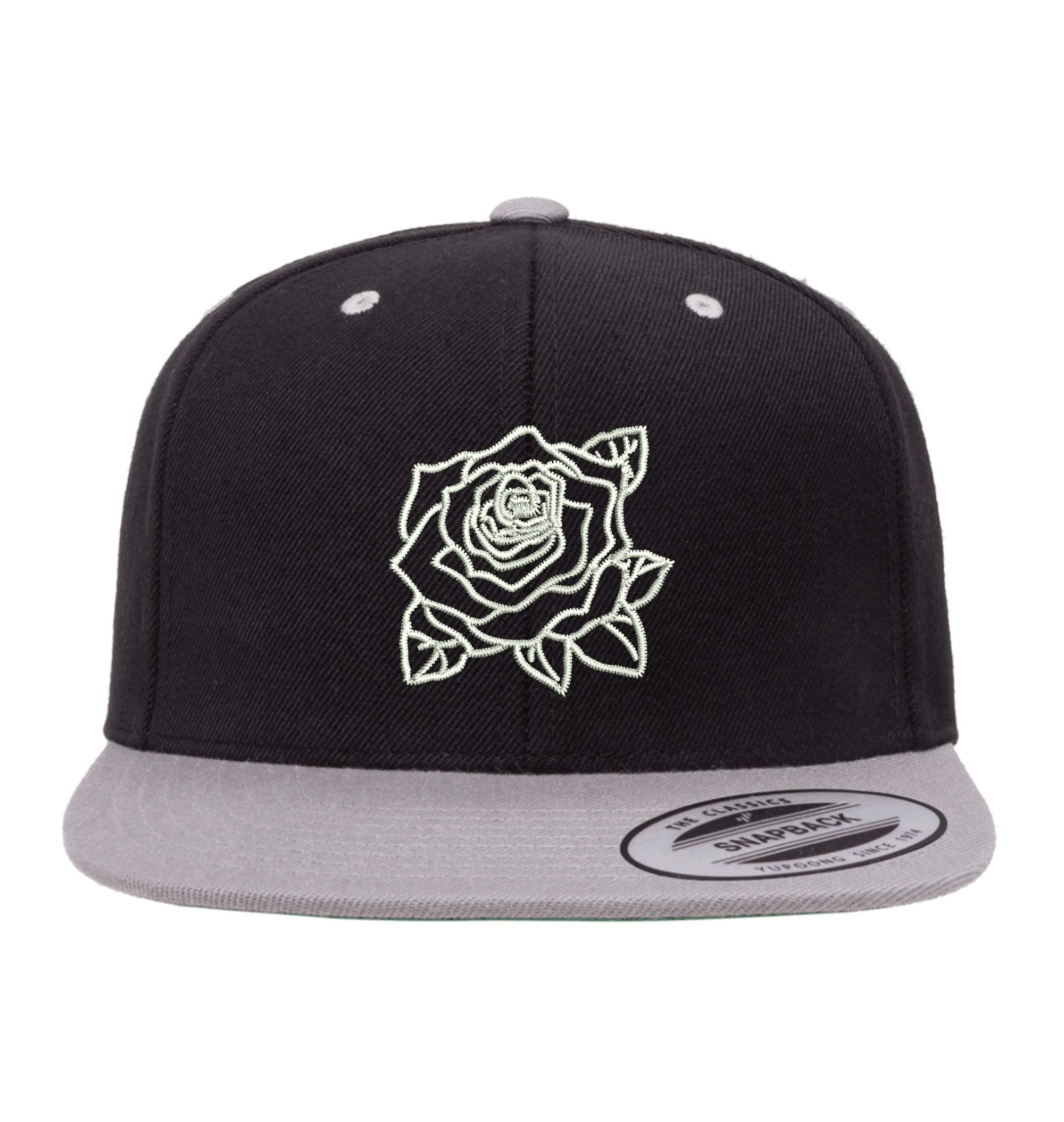 Rose Stem Flat Bill Snapback Hat - Unisex Baseball Cap with Floral Design for Men & Women | Perfect for Outdoor Activities, Gardening, and Fashion Accessories