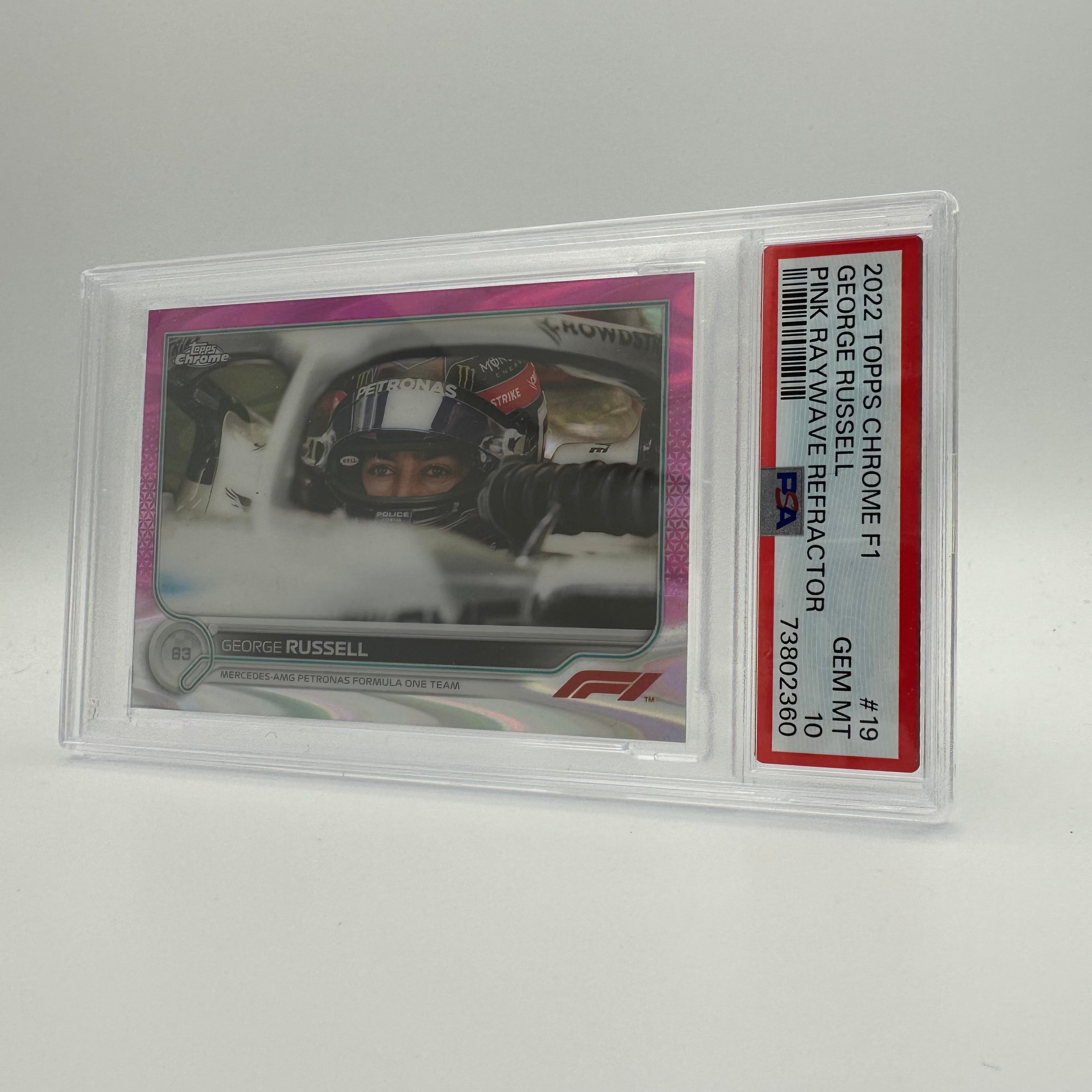PSA 10 2023 Topps Chrome F1 George Russell #19 Pink RayWave Refractor - Formula 1 Racing Collectible for Fans & Display