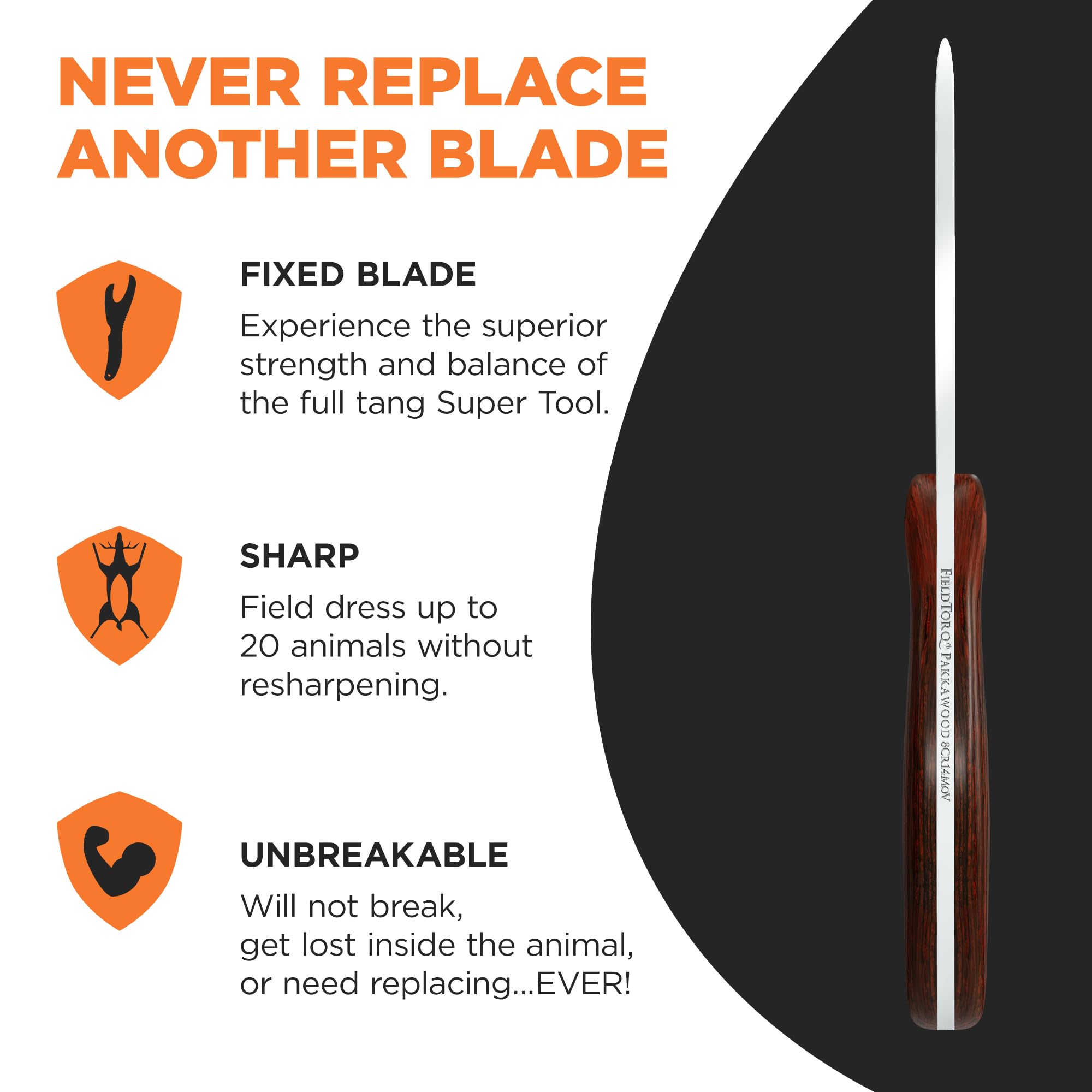 4-in-1 Hunting Field Dressing Kit with Skinning Knife, Gut Hook, Sheath & Sharpener | Premium Pakkawood Deer Hunting Knife Set | Perfect for Outdoor Hunting, Camping & Wilderness Survival