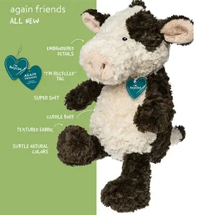 Mary Meyer Again Friends Cow Plush Toy - Soft Stuffed Animal for Kids, Cute Cow Plushie for Gifts, Nursery Decor & Cuddling Companion
