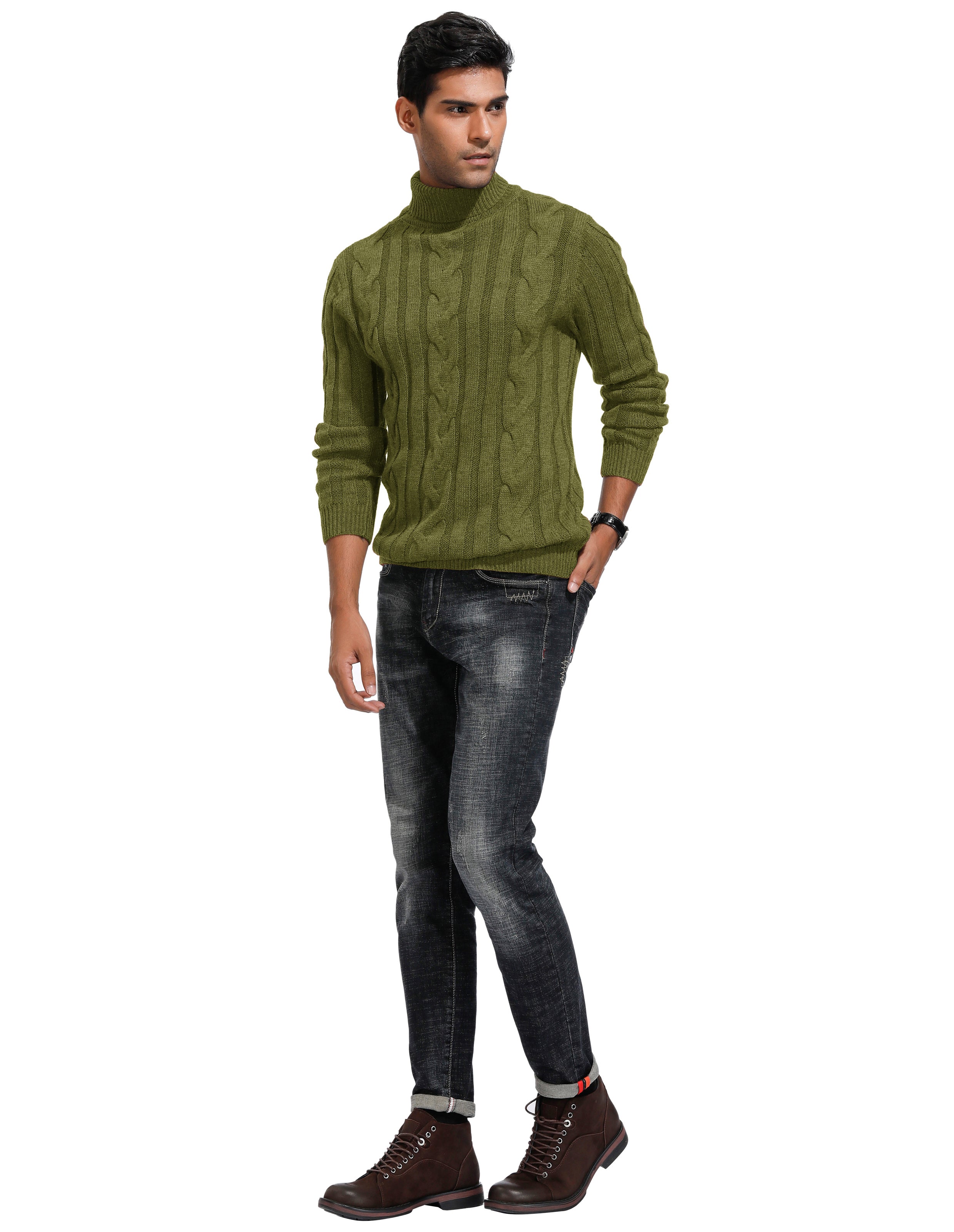Men's Cable Knit Turtleneck Sweater - Warm Thermal Pullover for Casual Winter Wear | Perfect for Office, Outdoors & Holiday Outfits