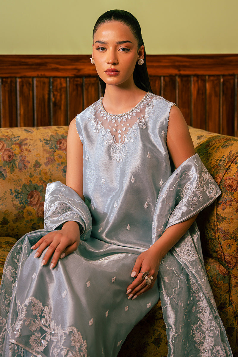Hazy Blue 4 Piece Embroidered Zari Suit for Women – Elegant Indian Ethnic Wear for Weddings, Festivals & Special Occasions