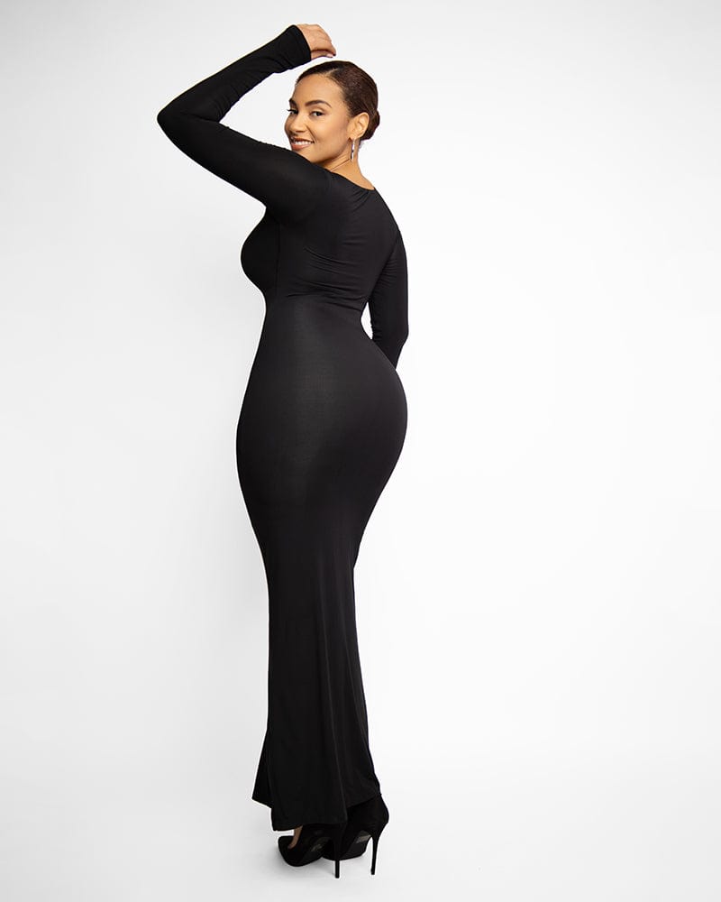 Slim Fit Shaping Maxi Dress for Women - Flattering Bodycon Long Dress with Side Pockets - Perfect for Weddings, Parties & Summer Vacations